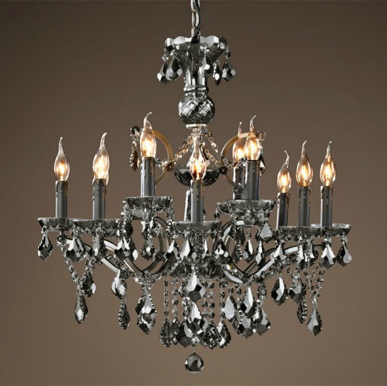 Люстра 19TH C. ROCOCO IRON & Smok  CRYSTAL 12 Графит Стекло Смок в Грозном | Loft Concept 