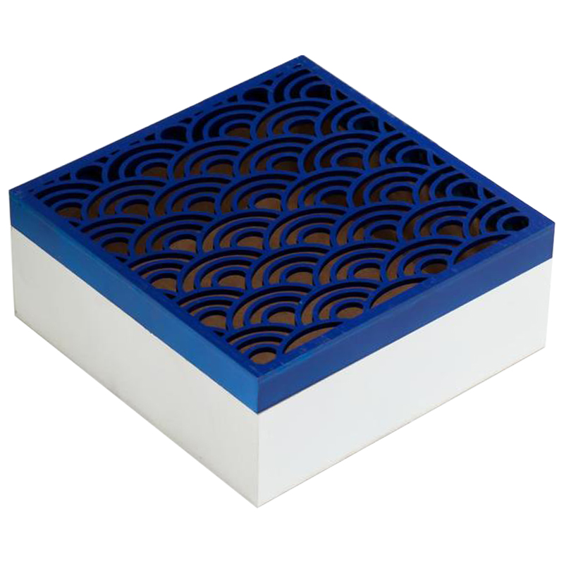 Шкатулка Deep Blue Scales Pattern Box Белый Синий Шкатулка Deep Blue Scales Pattern Box Белый Синий в Грозном | Loft Concept