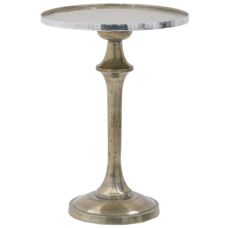 Круглый приставной стол Bourne Patina Side Table Серебряный Золотой Круглый приставной стол Bourne Patina Side Table Серебряный Золотой в Грозном | Loft Concept