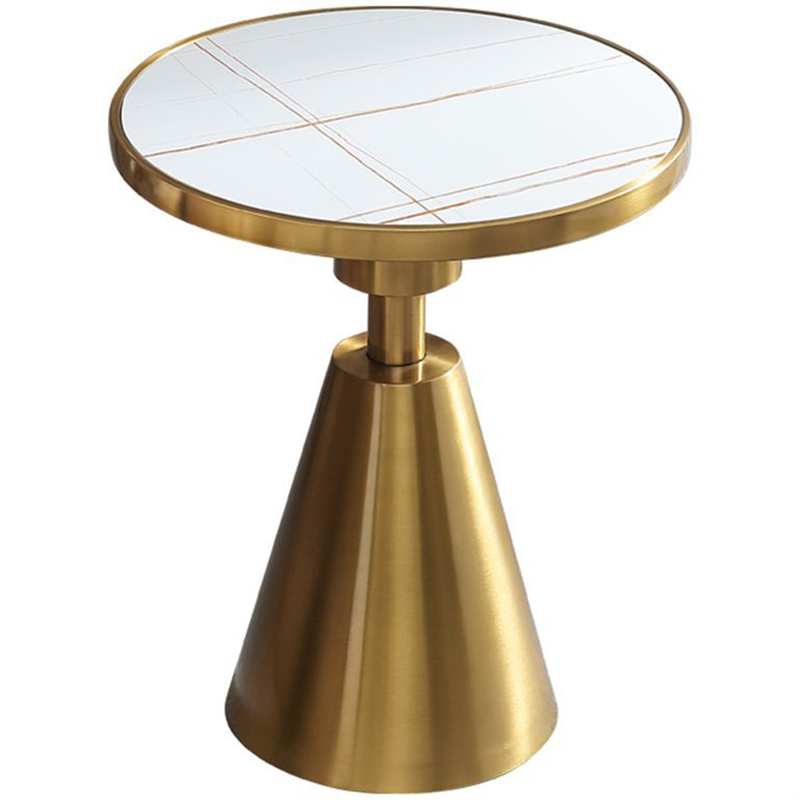 Круглый приставной стол Charmaine Side Table Латунь Белый Круглый приставной стол Charmaine Side Table Латунь Белый в Грозном | Loft Concept