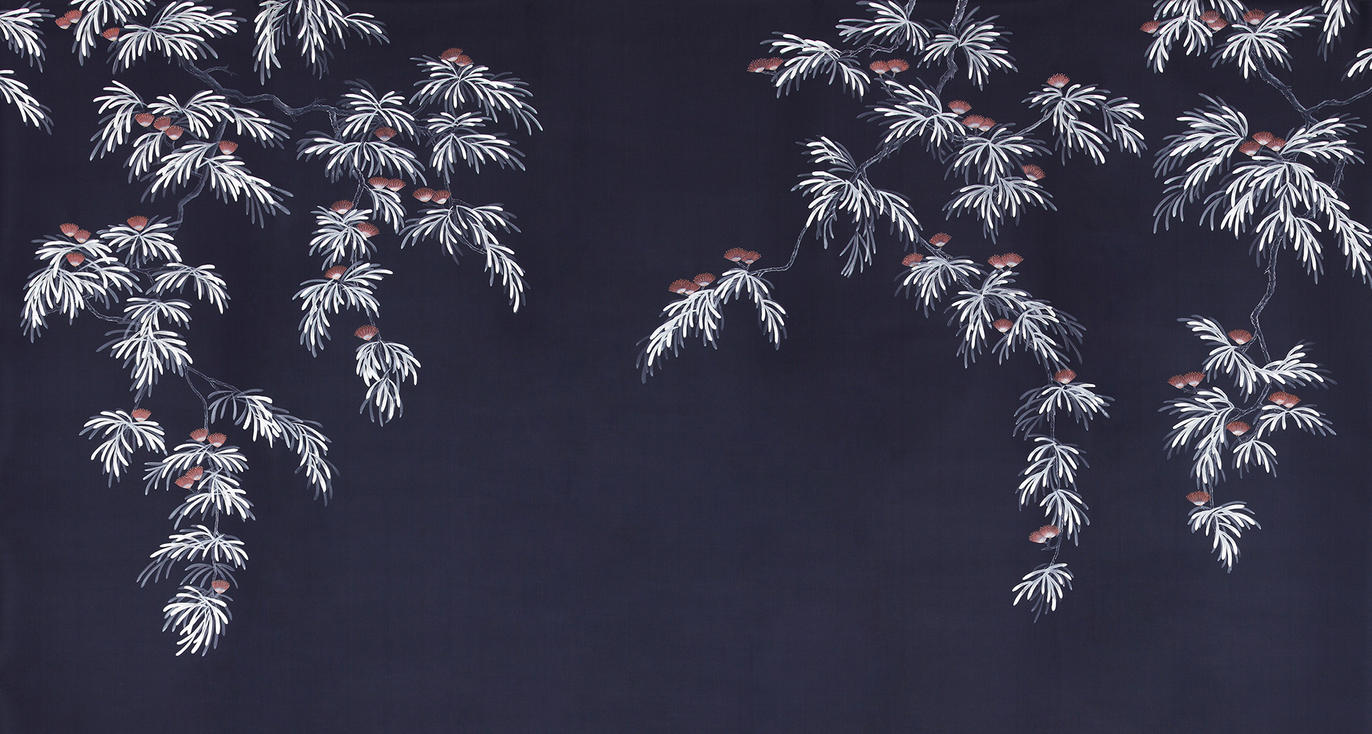 Обои ручная роспись Silk Tree Special Colourway on Empire Blue dyed silk Обои ручная роспись Silk Tree Special Colourway on Empire Blue dyed silk - постер Loft-Concept в Грозном