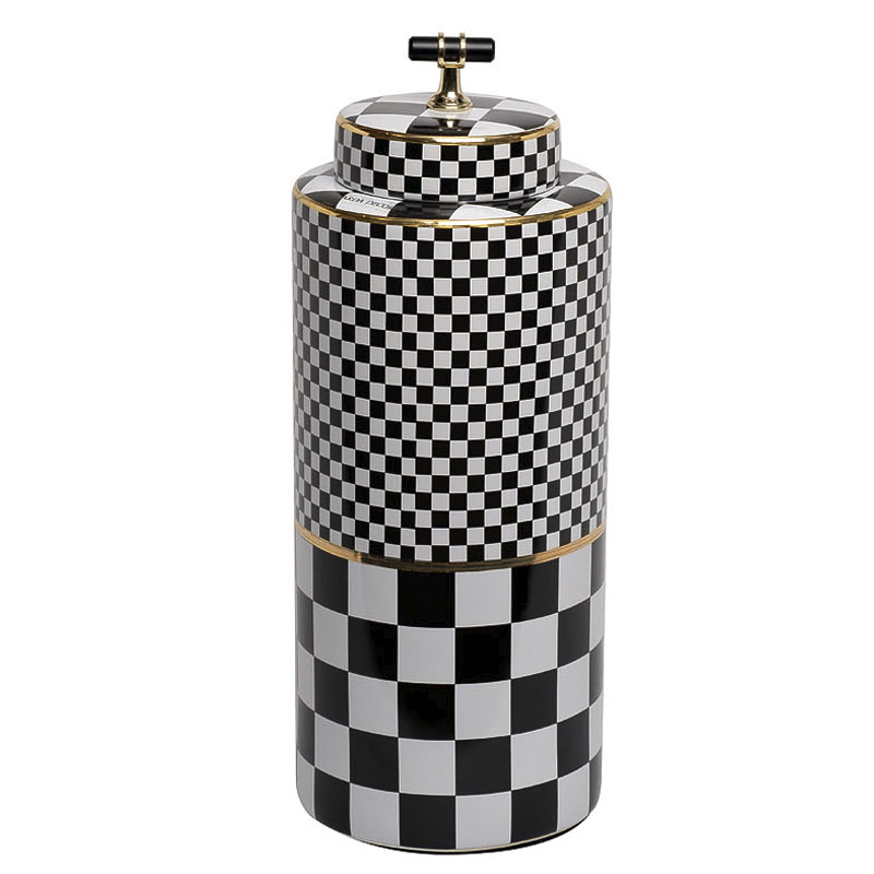 Ваза Chess Vase 37 Черный Белый Золотой Ваза Chess Vase 37 Черный Белый Золотой в Грозном | Loft Concept