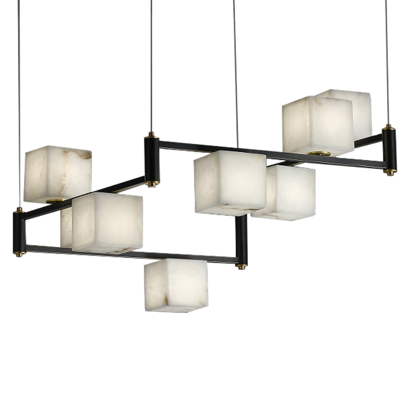 Люстра Marble Cubes Modern Light Chandelier 8 плафонов Латунь Черный Белый Мрамор Bianco Люстра Marble Cubes Modern Light Chandelier 8 плафонов Латунь Черный Белый Мрамор Bianco в Грозном | Loft Concept