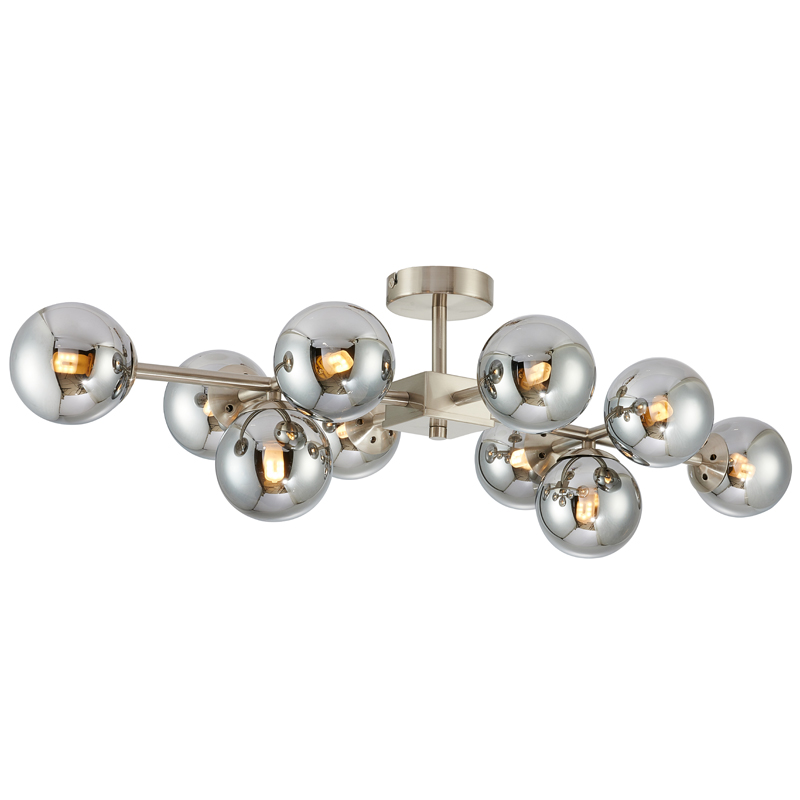 Люстра Berries Chandelier smok 10 Стекло Смок Никель Люстра Berries Chandelier smok 10 Стекло Смок Никель в Грозном | Loft Concept