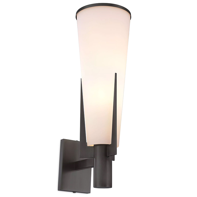 Бра Eichholtz Wall Lamp Dino Bronze Белое матовое стекло Черный Темная бронза Бра Eichholtz Wall Lamp Dino Bronze Белое матовое стекло Черный Темная бронза в Грозном | Loft Concept