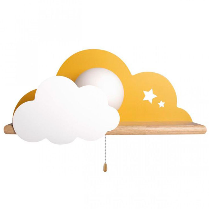 Бра с полкой желтое Облако Wall Lamp Yellow Cloud Желтый Древесина Бра с полкой желтое Облако Wall Lamp Yellow Cloud Желтый Древесина в Грозном | Loft Concept