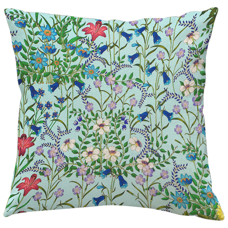 Декоративная подушка Стиль Gucci Wildflowers Blue Светло-голубой Мульти Декоративная подушка Стиль Gucci Wildflowers Blue Светло-голубой Мульти в Грозном | Loft Concept