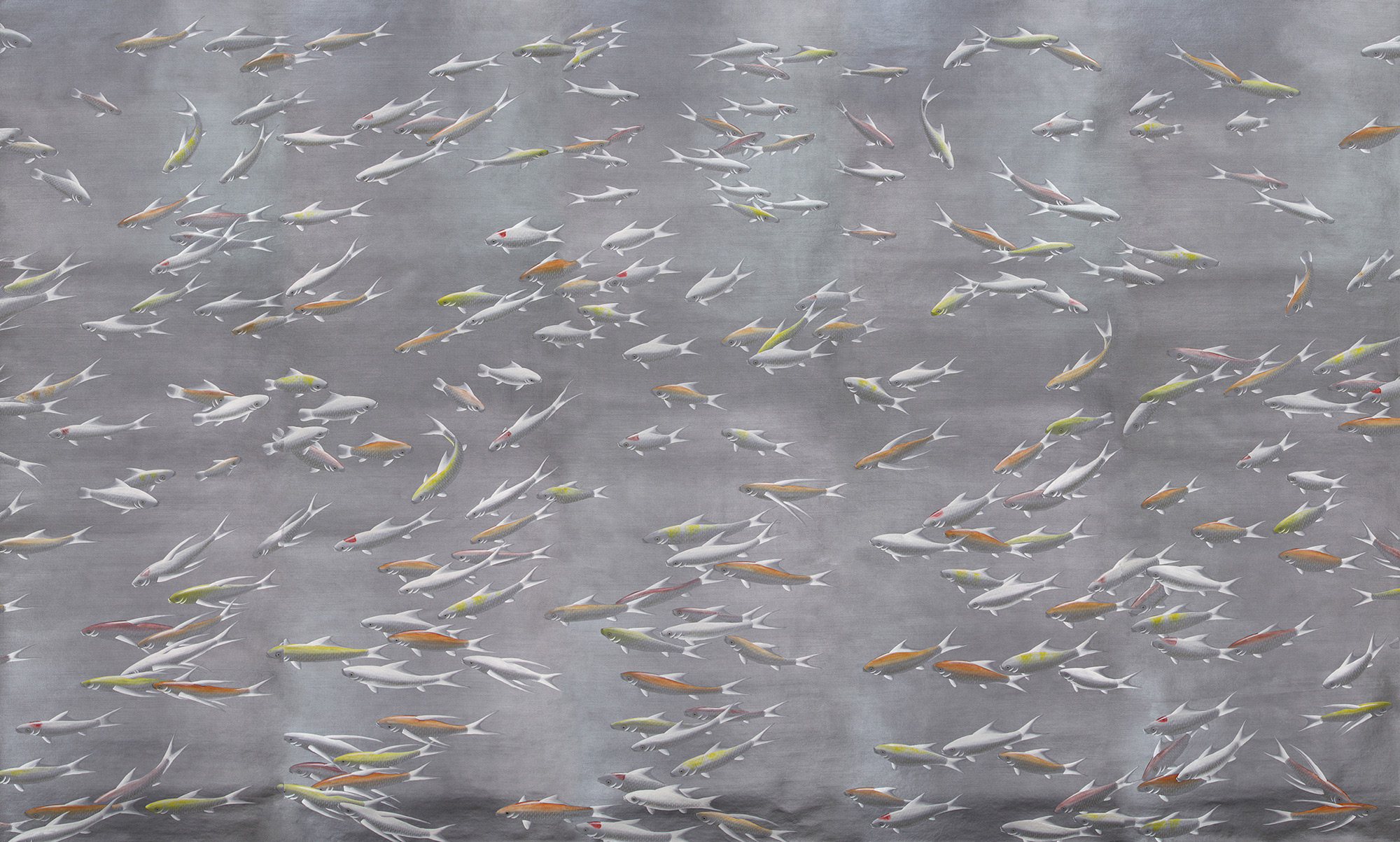 Обои ручная роспись Fishes Koi on Flash metallic Xuan paper Обои ручная роспись Fishes Koi on Flash metallic Xuan paper - постер Loft-Concept в Грозном