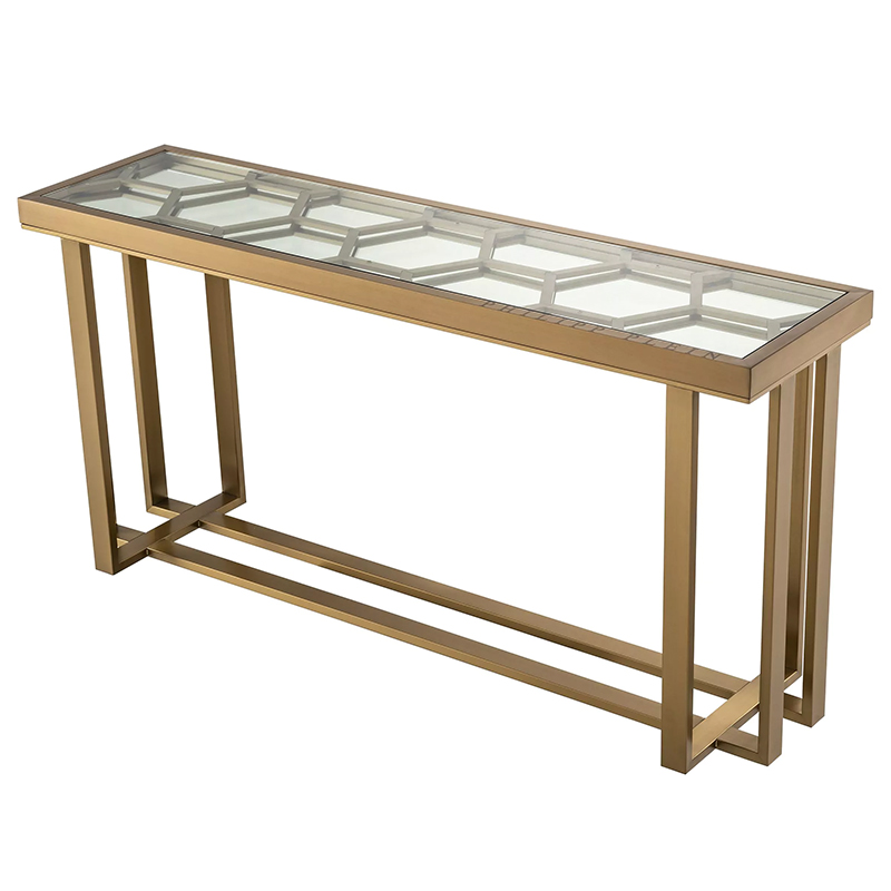 Консоль Philipp Plein Console Table Skeleton Золотой Прозрачное Стекло в Грозном | Loft Concept 