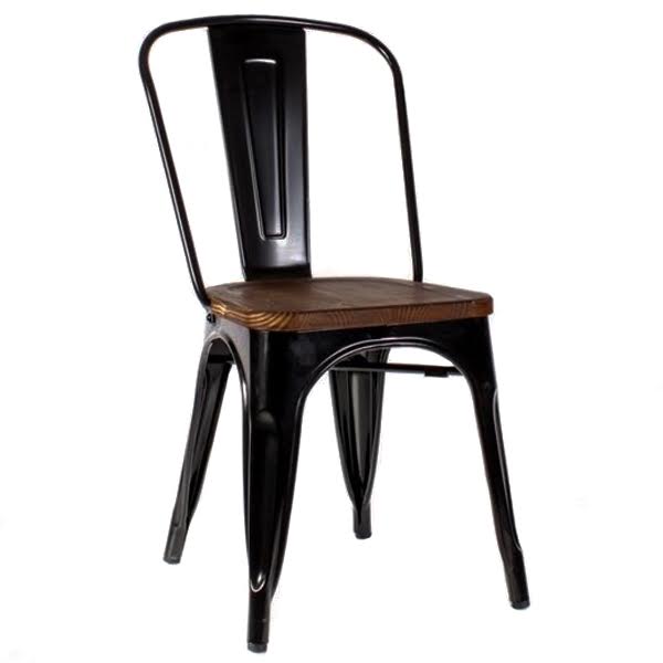 Кухонный стул Tolix Chair Wood Black Черный Коричневый Кухонный стул Tolix Chair Wood Black Черный Коричневый в Грозном | Loft Concept