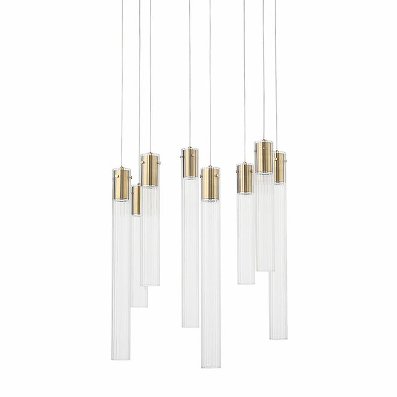 Люстра Jenae Glass Tubes Chandelier 8 Прозрачное Стекло Латунь Люстра Jenae Glass Tubes Chandelier 8 Прозрачное Стекло Латунь в Грозном | Loft Concept