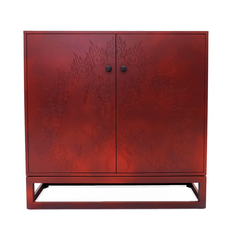 Красный комод с рельефным рисунком Red Dresser India Красный Красный комод с рельефным рисунком Red Dresser India Красный в Грозном | Loft Concept