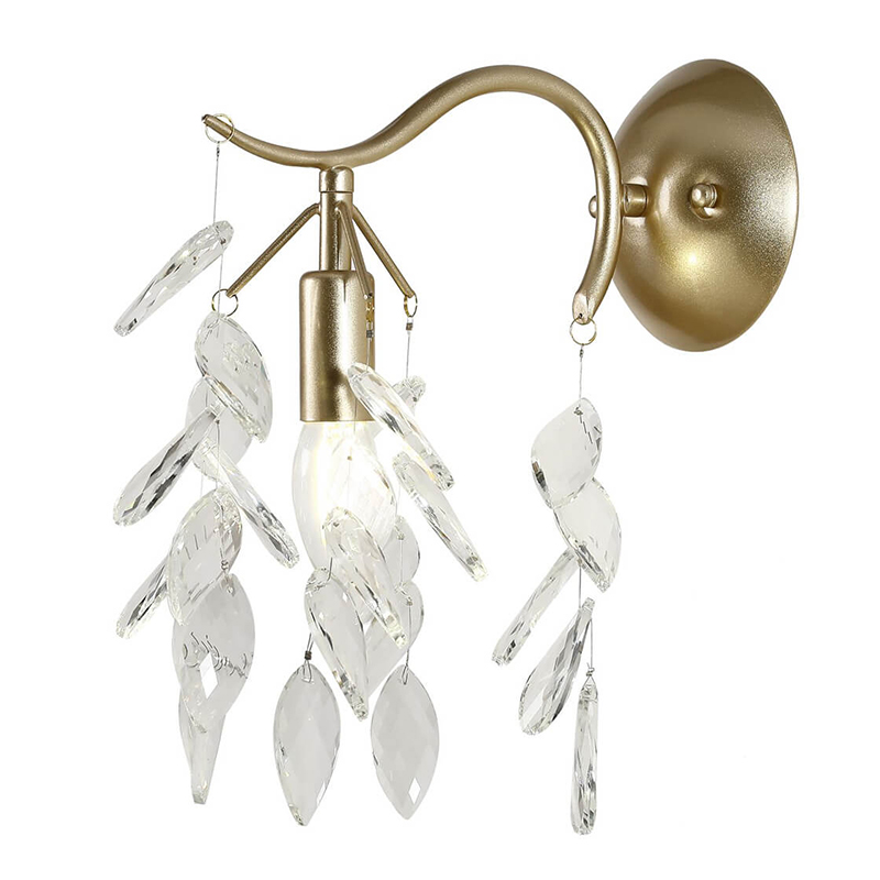 Бра Hanging Crystal Leaves Wall Lamp матовое золото Прозрачный (Transparent) Бра Hanging Crystal Leaves Wall Lamp матовое золото Прозрачный (Transparent) в Грозном | Loft Concept