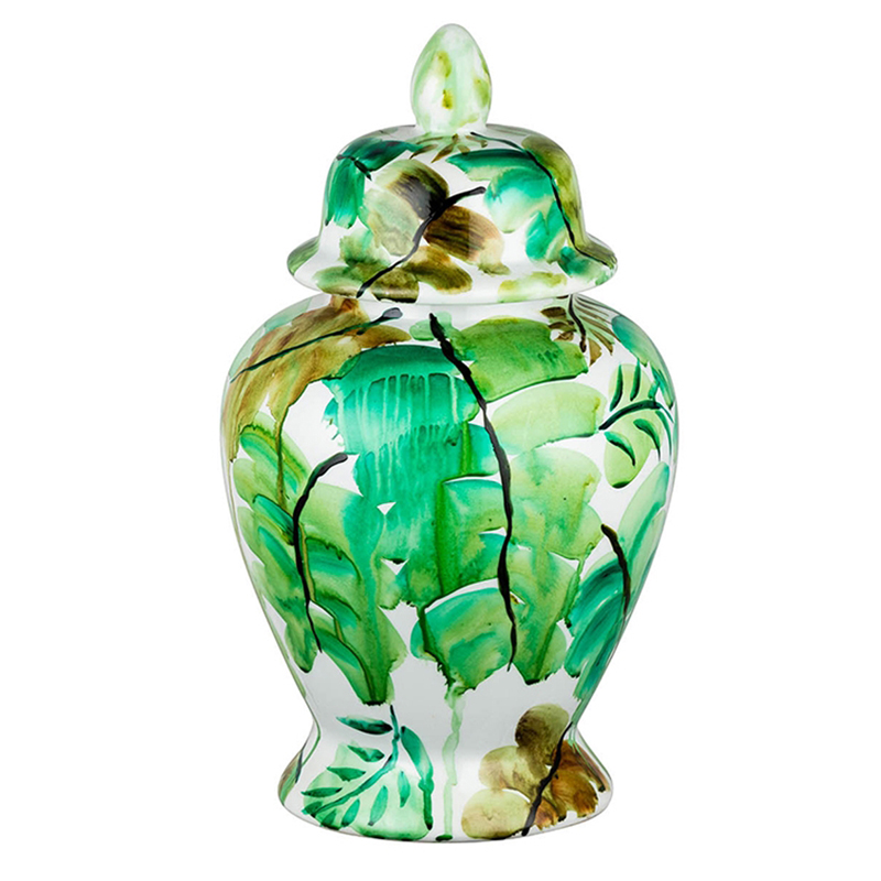 Ваза Vase Green Leaves 43 Зеленый Белый Ваза Vase Green Leaves 43 Зеленый Белый в Грозном | Loft Concept