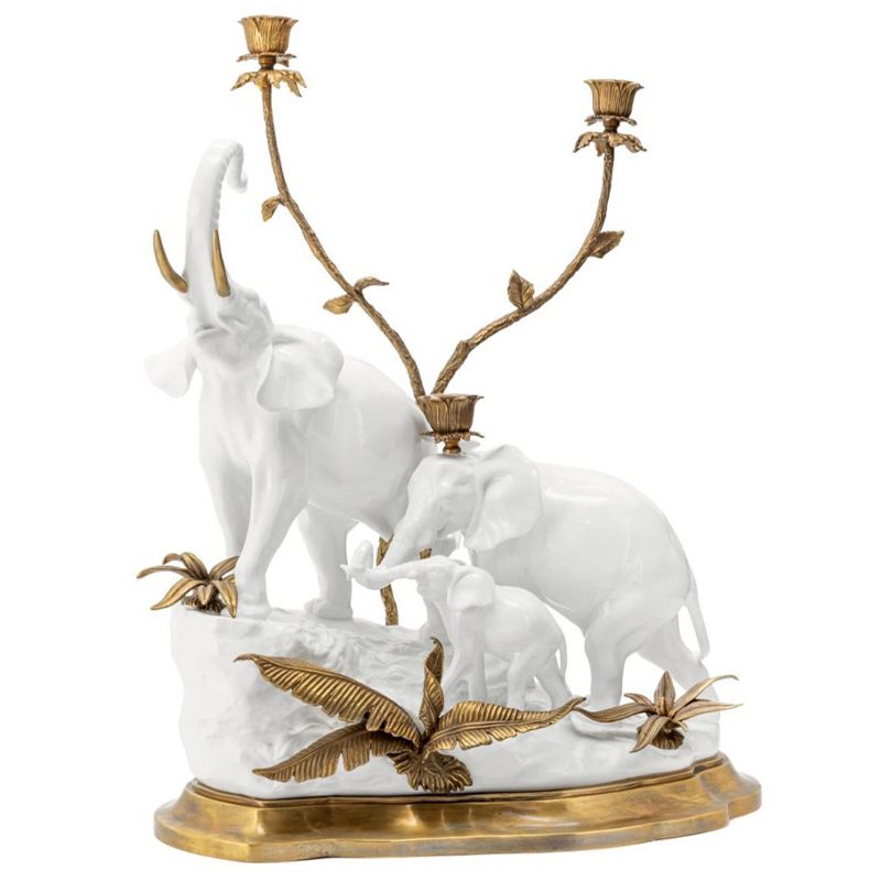 Подсвечник Abhika Candleholder Atlanta Elephants Белый Золотой Подсвечник Abhika Candleholder Atlanta Elephants Белый Золотой в Грозном | Loft Concept