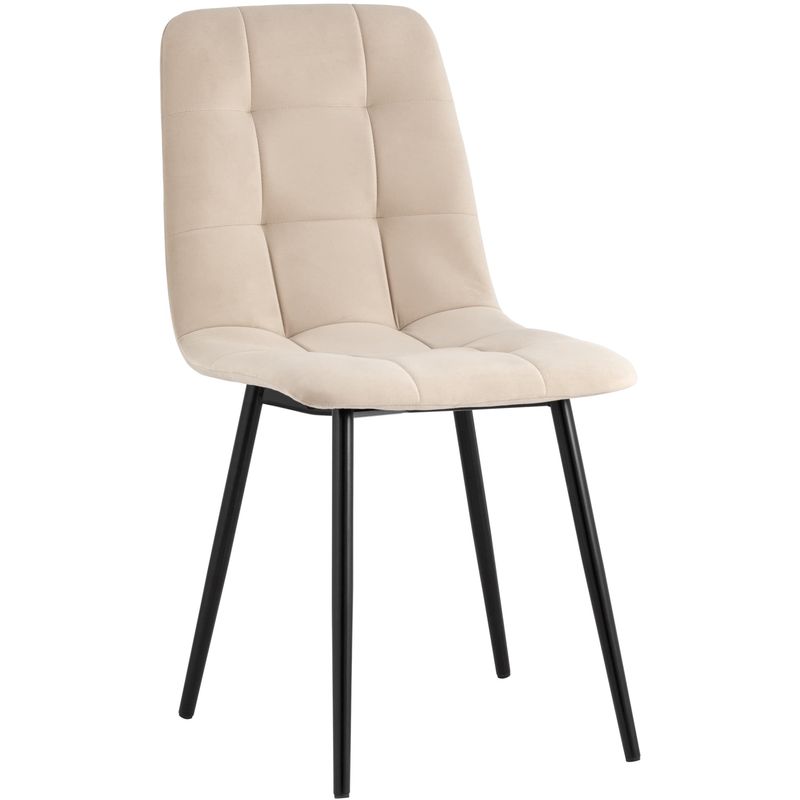 Стул NANCY S-2 Chair Бежевый Велюр Бежевый Черный Стул NANCY S-2 Chair Бежевый Велюр Бежевый Черный в Грозном | Loft Concept