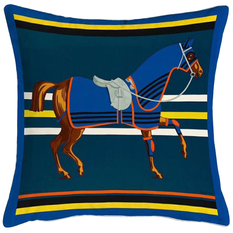 Декоративная подушка Hermes Horse 66 Синий Желтый Оранжевый Декоративная подушка Hermes Horse 66 Синий Желтый Оранжевый в Грозном | Loft Concept