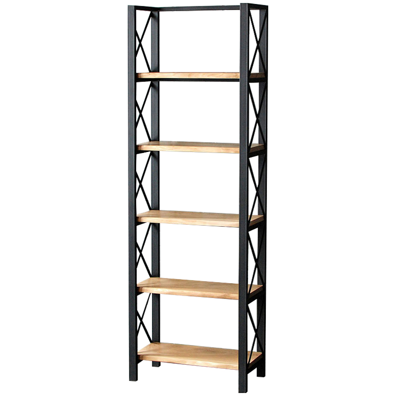 Стеллаж Forster Industrial Metal Rust Rack Черный Светлый дуб Стеллаж Forster Industrial Metal Rust Rack Черный Светлый дуб в Грозном | Loft Concept