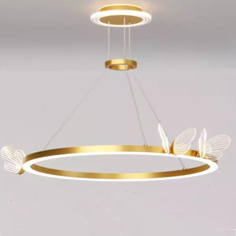 Подвесной светильник с бабочками Butterfly Ring F Прозрачный Латунь Подвесной светильник с бабочками Butterfly Ring F Прозрачный Латунь в Грозном | Loft Concept