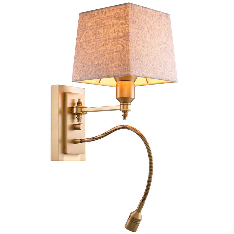 Бра Eichholtz Wall Lamp Ellington Brass Бежево-серый Латунь Бра Eichholtz Wall Lamp Ellington Brass Бежево-серый Латунь в Грозном | Loft Concept