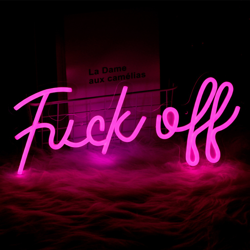 Неоновая настенная лампа Fuck Off Neon Wall Lamp Розовый Розовый Прозрачный в Грозном | Loft Concept 
