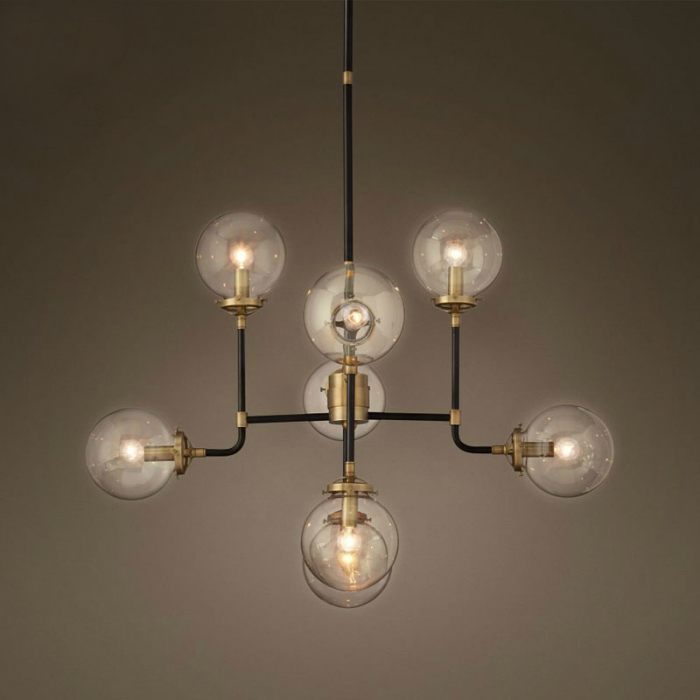 Люстра Bistro Globe Clear Glass Chandelier 8 Черный Люстра Bistro Globe Clear Glass Chandelier 8 Черный в Грозном | Loft Concept