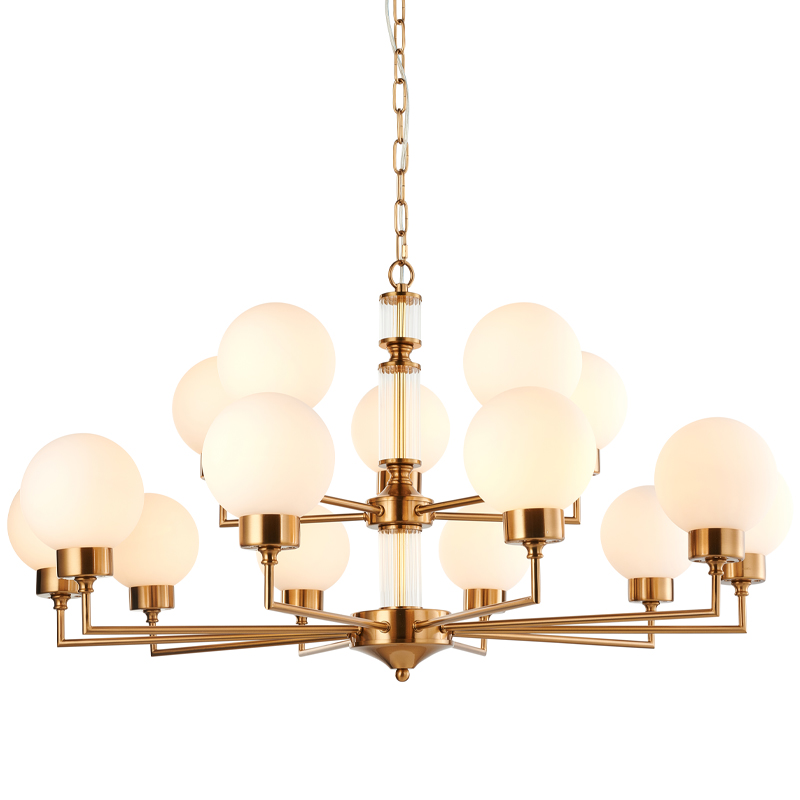 Люстра Zibille Chandelier Brass 93 Латунь Белое матовое стекло Прозрачный Люстра Zibille Chandelier Brass 93 Латунь Белое матовое стекло Прозрачный в Грозном | Loft Concept