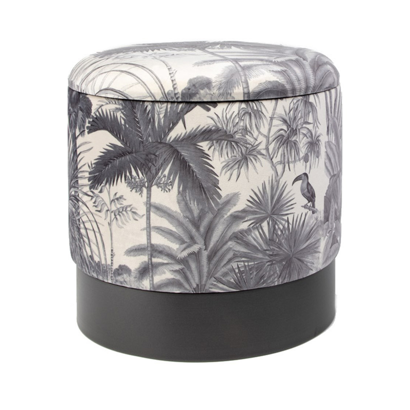Пуф PUF Jungle Print plants&toucan small Мульти Черный Пуф PUF Jungle Print plants&toucan small Мульти Черный в Грозном | Loft Concept