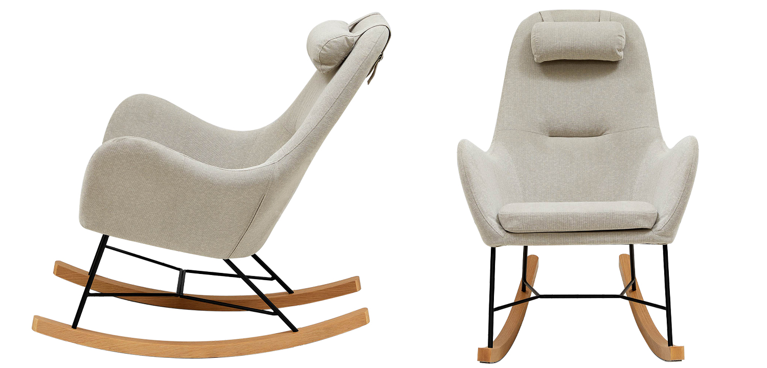 Бежевое Кресло-качалка с подушкой Rhyley Rocking Chair - фото