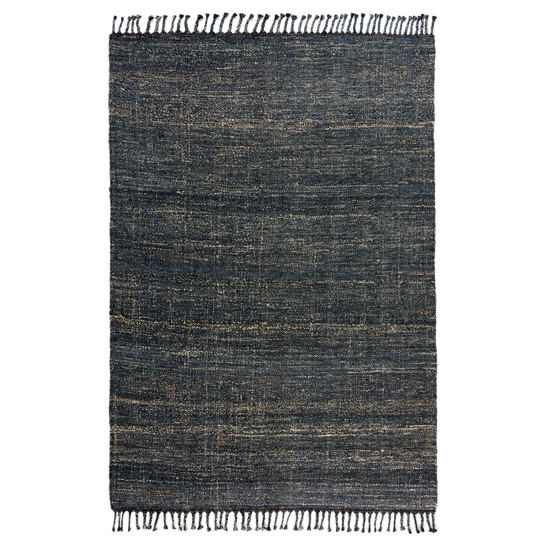 Ковер с бахромой Carpet blue 100% джут Бежевый Темно-синий Ковер с бахромой Carpet blue 100% джут Бежевый Темно-синий в Грозном | Loft Concept