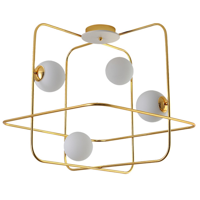 Люстра Broken Squares Balls Brass Белый Латунь в Грозном | Loft Concept 