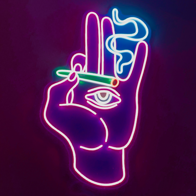 Неоновая настенная лампа Smoking Hand Neon Wall Lamp Розовый Мульти Неоновая настенная лампа Smoking Hand Neon Wall Lamp Розовый Мульти в Грозном | Loft Concept