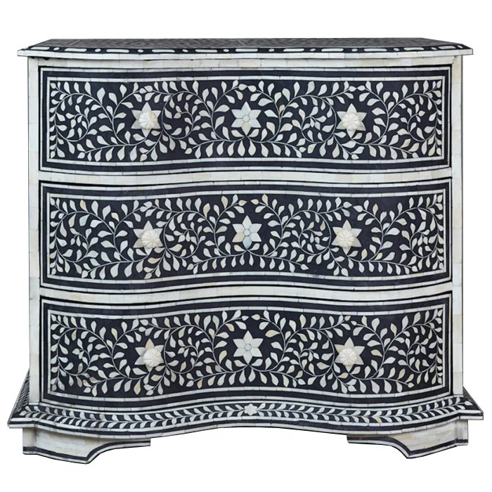 Комод Inlaid Bone Stars And Waves Белый Черный Комод Inlaid Bone Stars And Waves Белый Черный в Грозном | Loft Concept