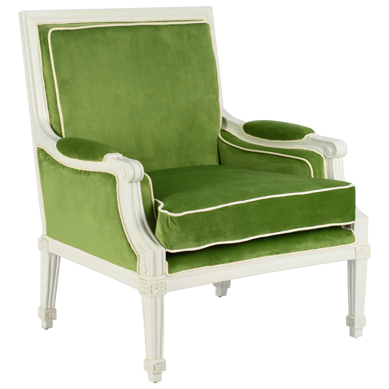 Кресло French Provence Armchair Ferrand green Зеленый смок Белый Кресло French Provence Armchair Ferrand green Зеленый смок Белый в Грозном | Loft Concept