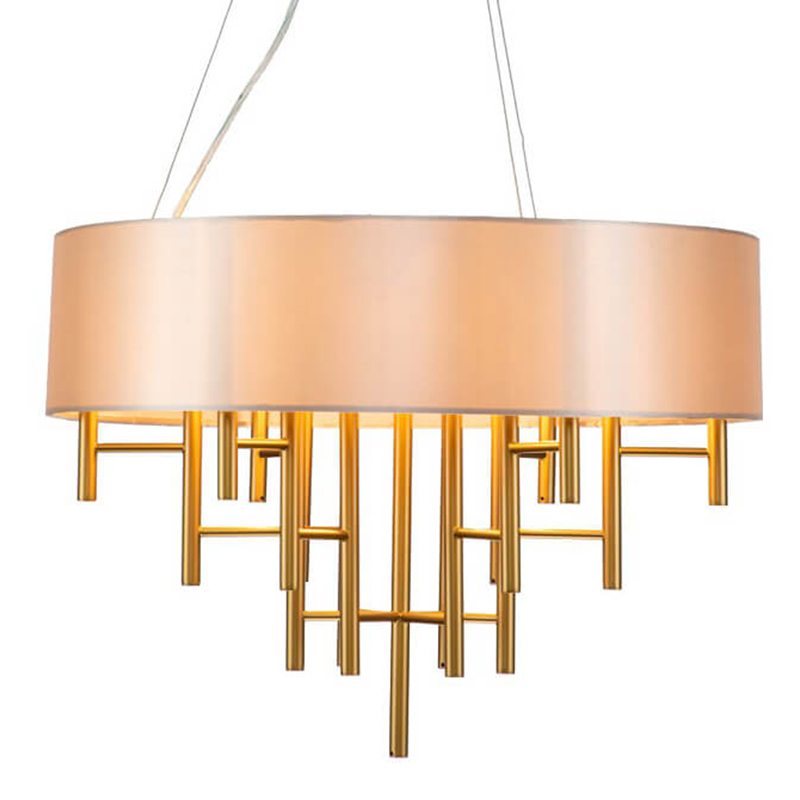 Люстра Oswell Lampshade Chandelier Латунь Бежевый Люстра Oswell Lampshade Chandelier Латунь Бежевый в Грозном | Loft Concept