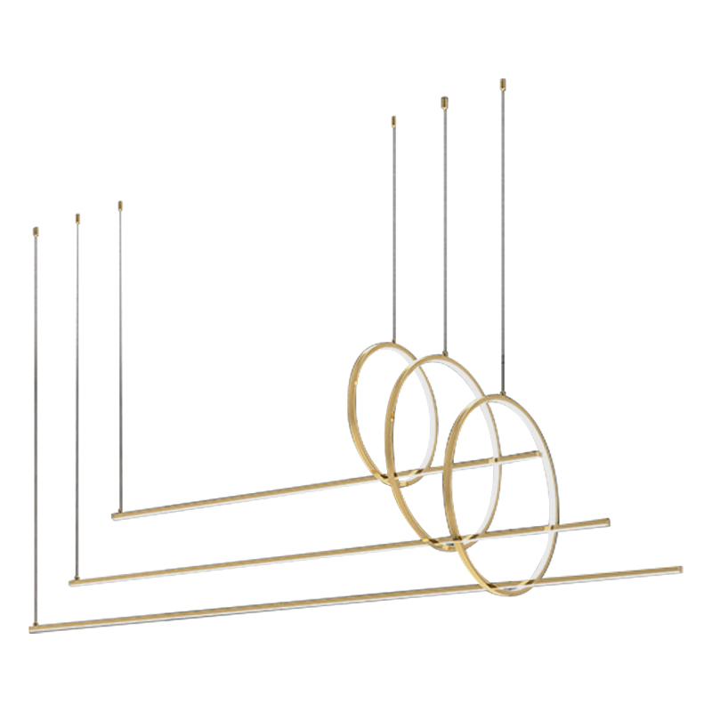 Дизайнерский Подвесной Светильник Ursa Geometric Ring Lamp 3 кольца Золотой Дизайнерский Подвесной Светильник Ursa Geometric Ring Lamp 3 кольца Золотой в Грозном | Loft Concept