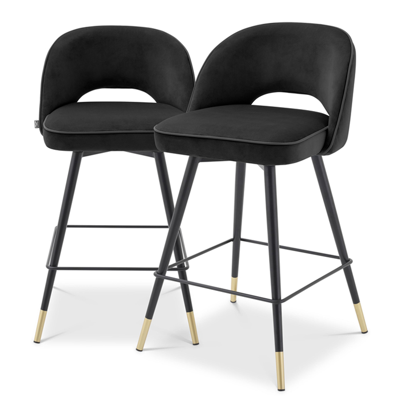 Комплект полубарных стульев Eichholtz Counter Stool Cliff set of 2 black Черный Латунь Комплект полубарных стульев Eichholtz Counter Stool Cliff set of 2 black Черный Латунь в Грозном | Loft Concept