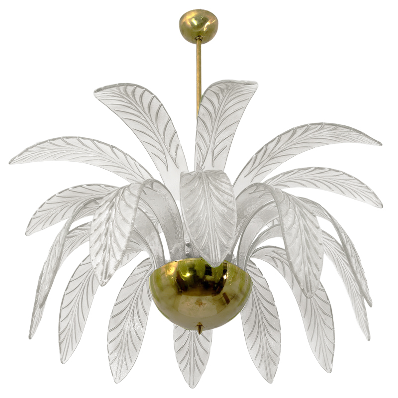 Люстра Modern Chandelier Palm White Стеклянные Листья Пальмы  Золотой Белое матовое стекло в Грозном | Loft Concept 