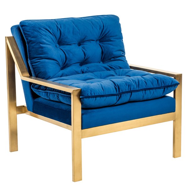 Кресло Accent Velvet Armchair Золотой Синий в Грозном | Loft Concept 