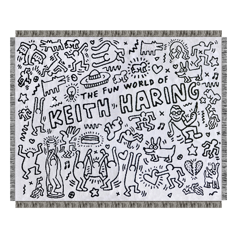 Покрывало граффити черно-белое Кит Харинг Keith Haring Bed Сover Черно-белый Покрывало граффити черно-белое Кит Харинг Keith Haring Bed Сover Черно-белый в Грозном | Loft Concept