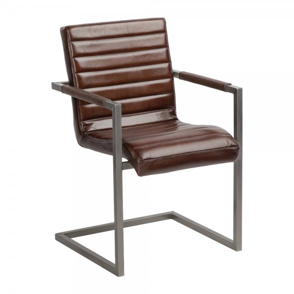 Стул с подлокотниками Leather Metal Коричневый Графит Стул с подлокотниками Leather Metal Коричневый Графит в Грозном | Loft Concept