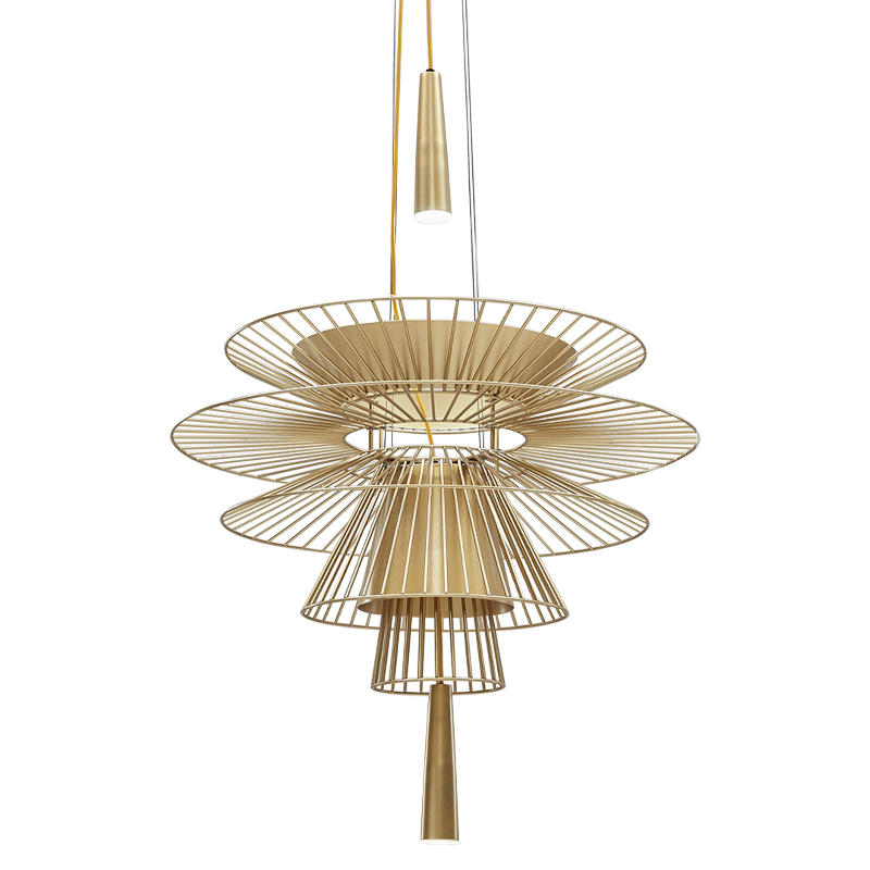 Люстра с металлическим плафоном Shade Metal Chandelier Золотой Люстра с металлическим плафоном Shade Metal Chandelier Золотой в Грозном | Loft Concept