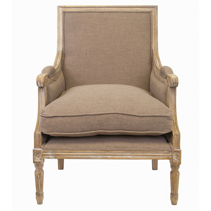 Кресло William Classical Armchair brown flax Бежевый Светло-коричневый  в Грозном | Loft Concept 