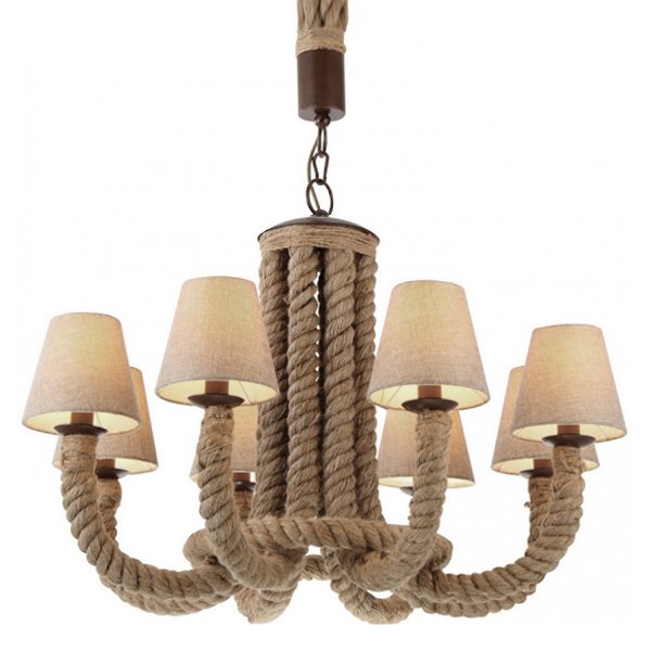 Люстра Rattan Chandelier 8 Loft Rope Light Люстра Rattan Chandelier 8 Loft Rope Light в Грозном | Loft Concept