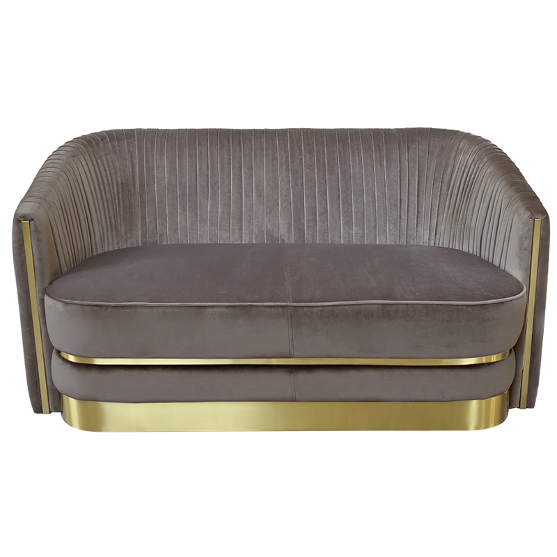 Диван двухместный велюр Bolger sofa Серый Золотой Диван двухместный велюр Bolger sofa Серый Золотой в Грозном | Loft Concept