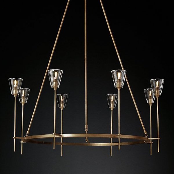 Люстра TORCHE DE VERRE Round Chandelier 8 Латунь Люстра TORCHE DE VERRE Round Chandelier 8 Латунь в Грозном | Loft Concept