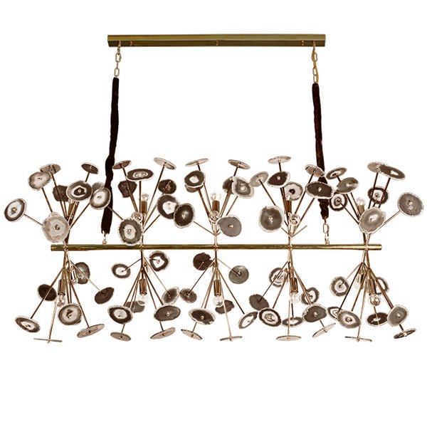 Люстра Burst Chandelier Natural Agate Line Глянцевое золото Бежево-серый Люстра Burst Chandelier Natural Agate Line Глянцевое золото Бежево-серый в Грозном | Loft Concept