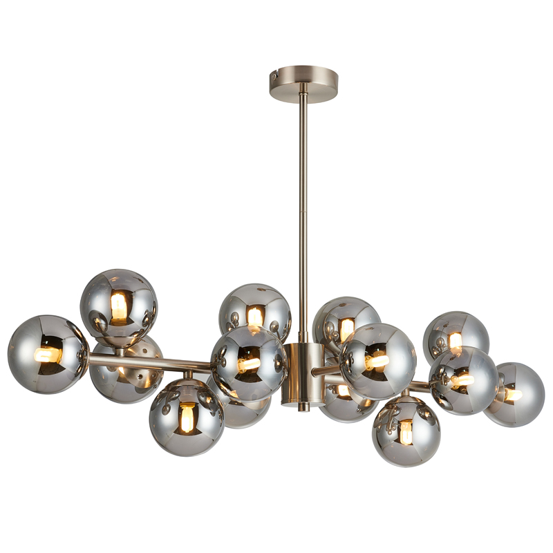 Люстра Berries Chandelier smok 14 Никель Стекло Смок Люстра Berries Chandelier smok 14 Никель Стекло Смок в Грозном | Loft Concept