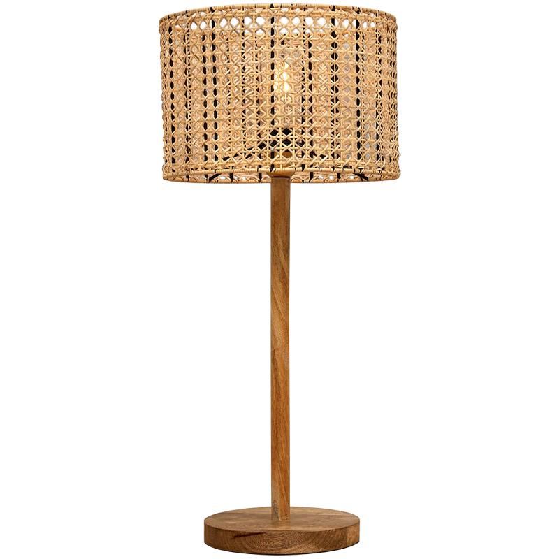 Деревянная настольная лампа с абажуром из ротанга Tamari Wicker Table Lamp Древесина Деревянная настольная лампа с абажуром из ротанга Tamari Wicker Table Lamp Древесина в Грозном | Loft Concept