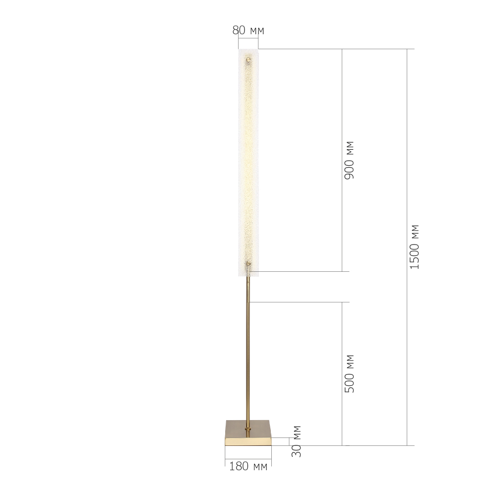 Торшер с прямоугольным плафоном с эффектом морозного стекла Freezing в Грозном